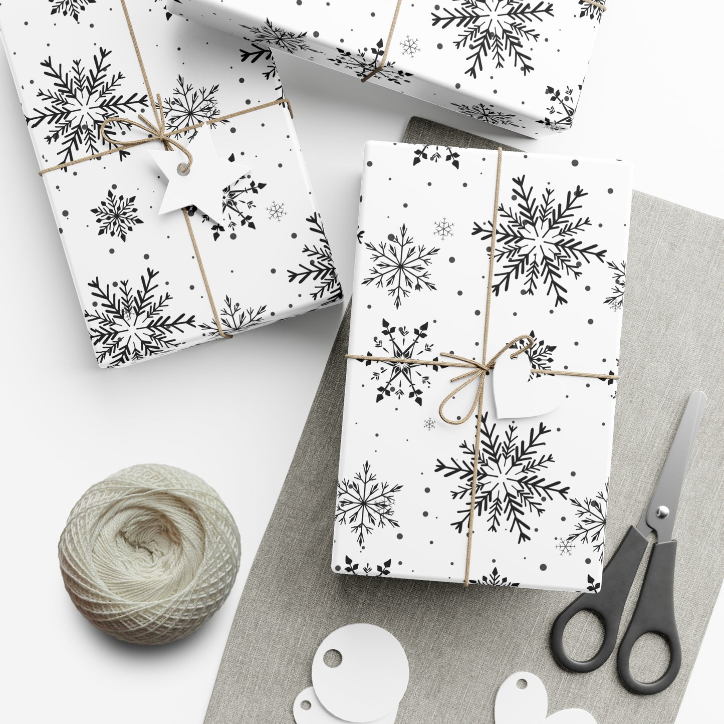 Black Snowflakes Christmas Wrapping Paper