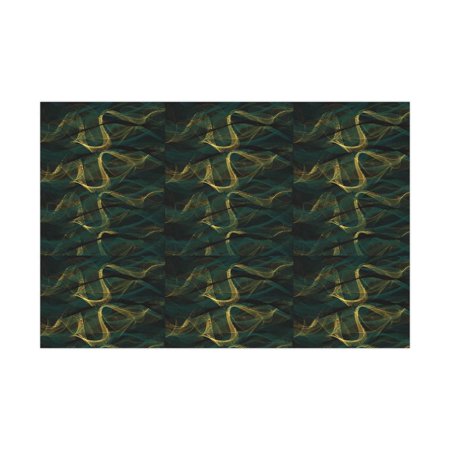 Emerald Abstract Waves Christmas Wrapping Paper