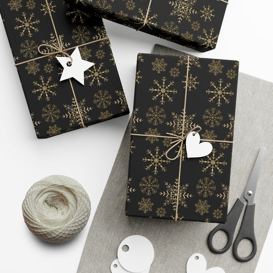 Gold Snowflakes Christmas Wrapping Paper