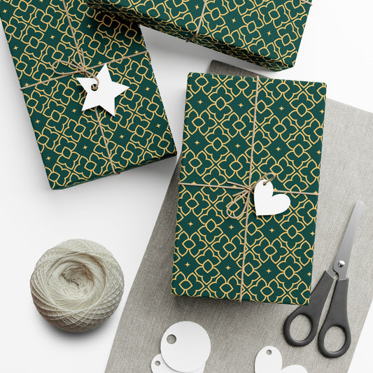 Intricate Green Flowers Christmas Wrapping Paper