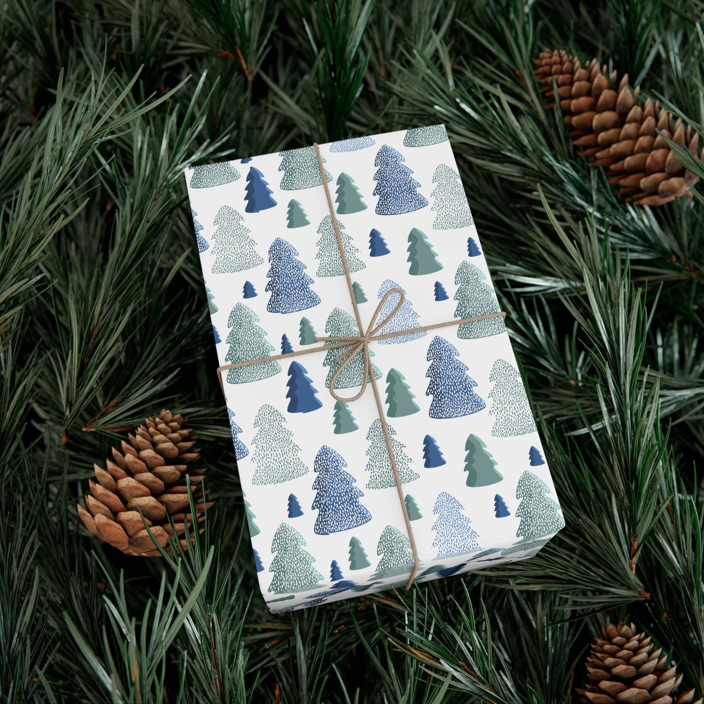 Blue Christmas Trees Christmas Wrapping Paper