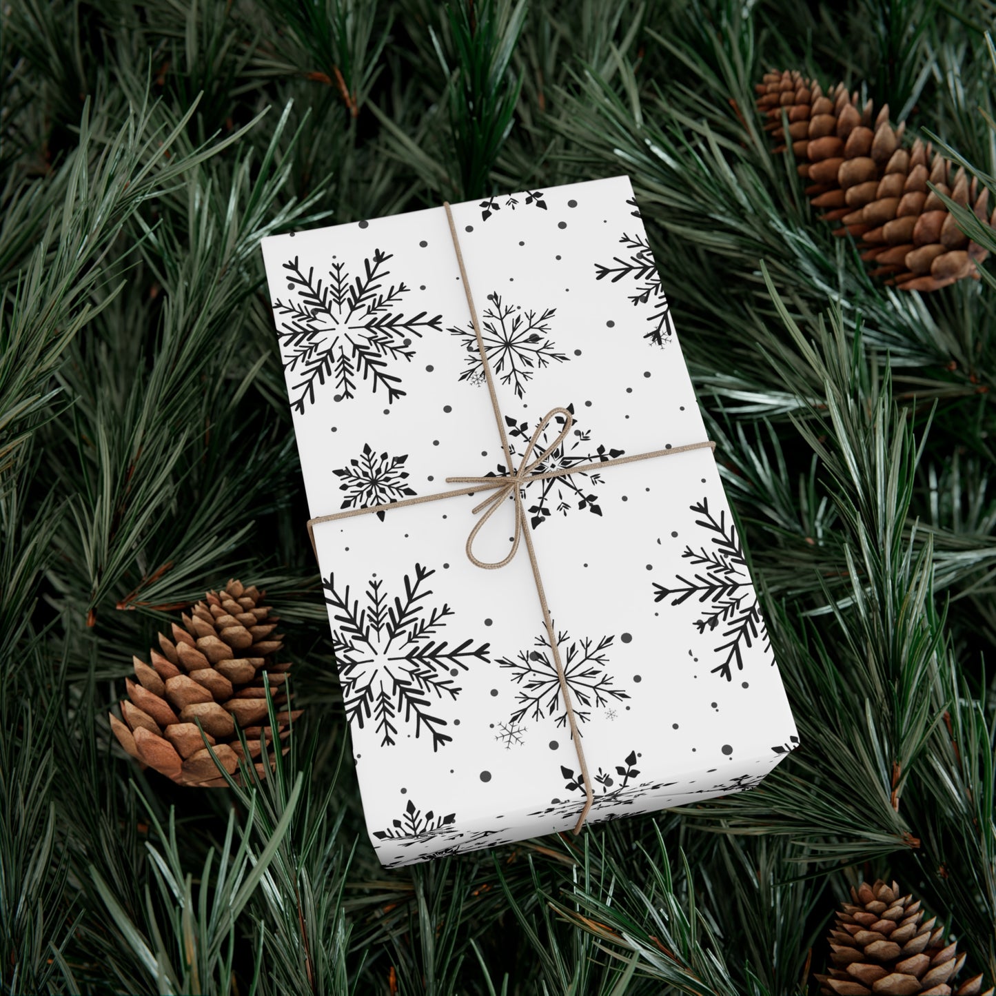 Black Snowflakes Christmas Wrapping Paper