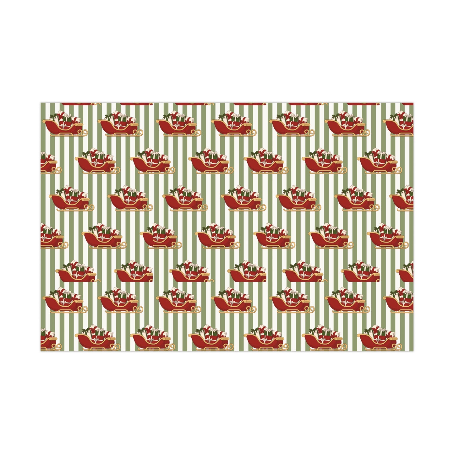 Lined Sleigh Christmas Wrapping Paper