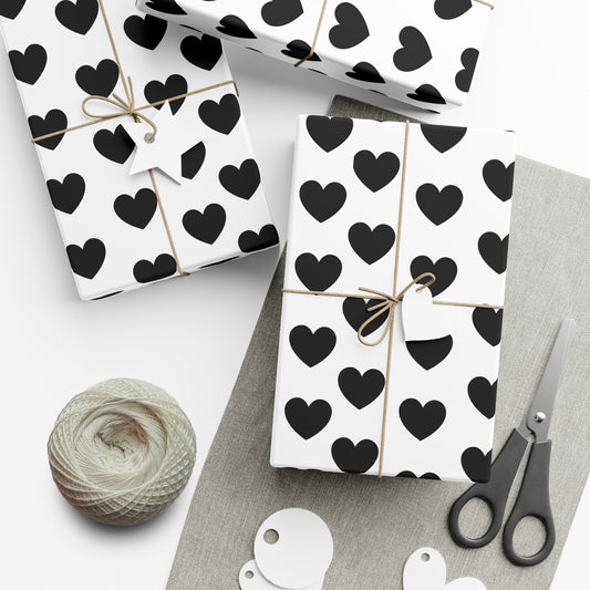 Black Hearts Christmas Wrapping Paper