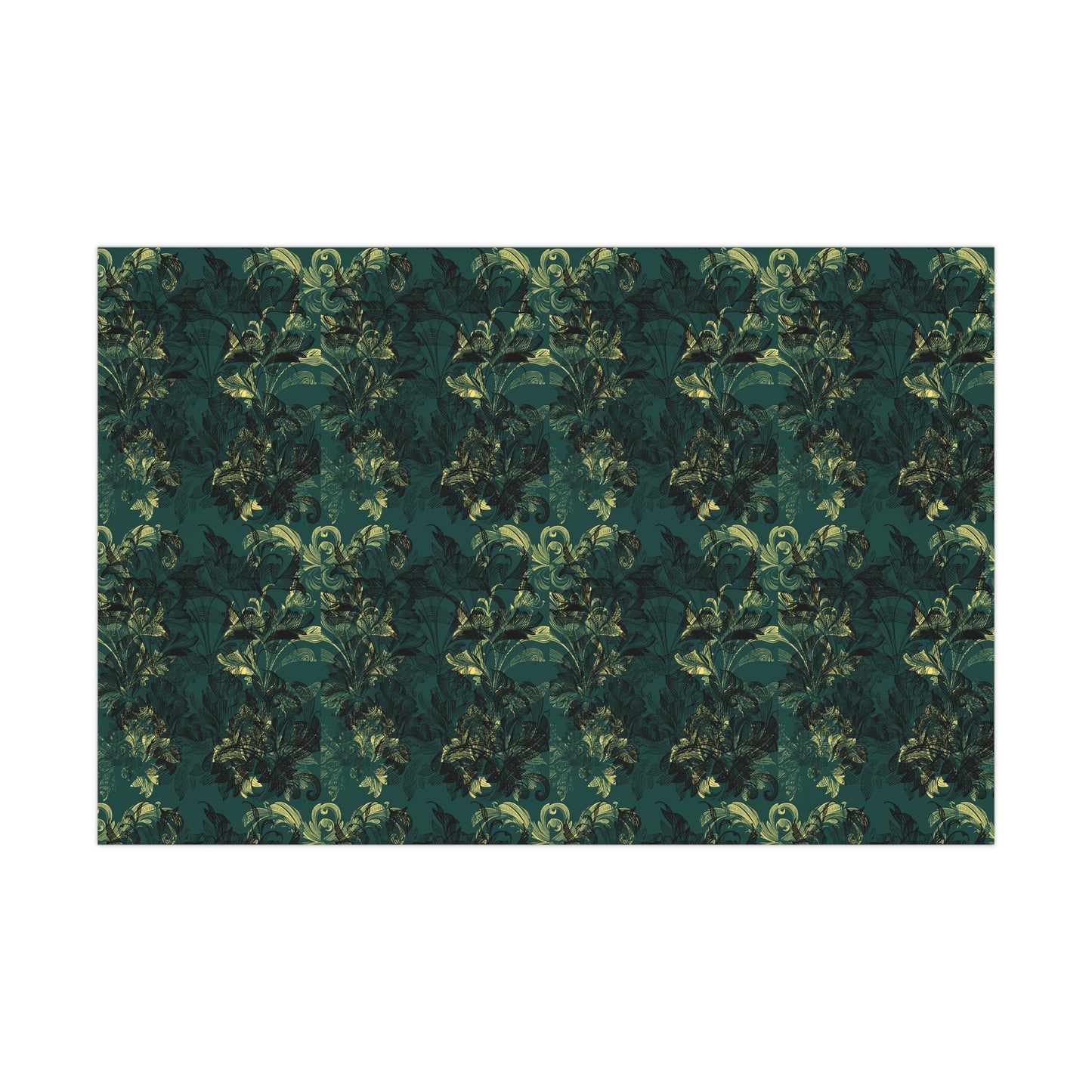 Emerald Abstract Waves Christmas Wrapping Paper