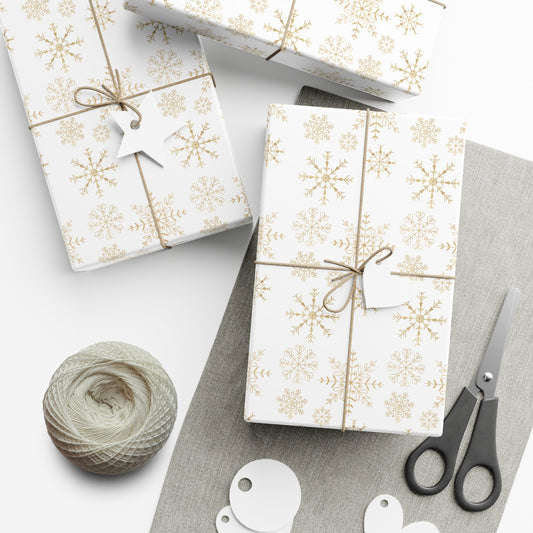 Gold Snowflakes Christmas Wrapping Paper