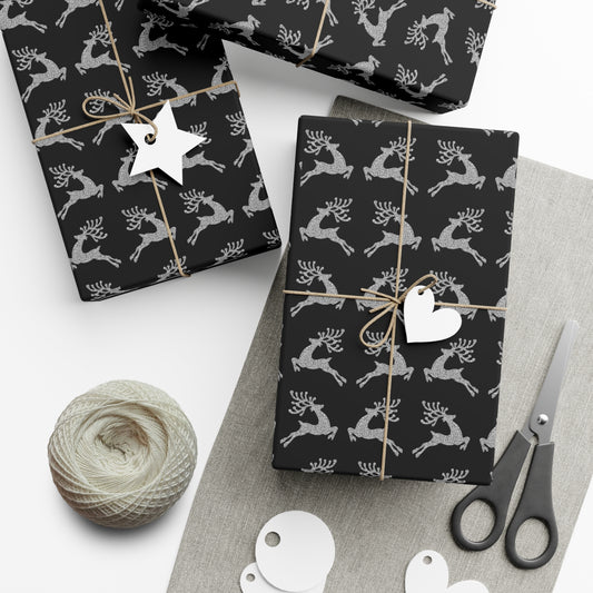 Silver Reindeer Christmas Wrapping Paper