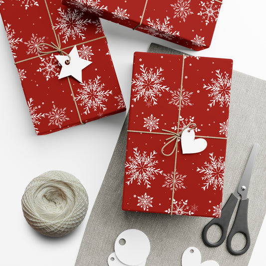 Red Snowflakes Christmas Wrapping Paper