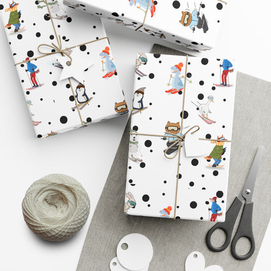 Skiing Animals Christmas Wrapping Paper