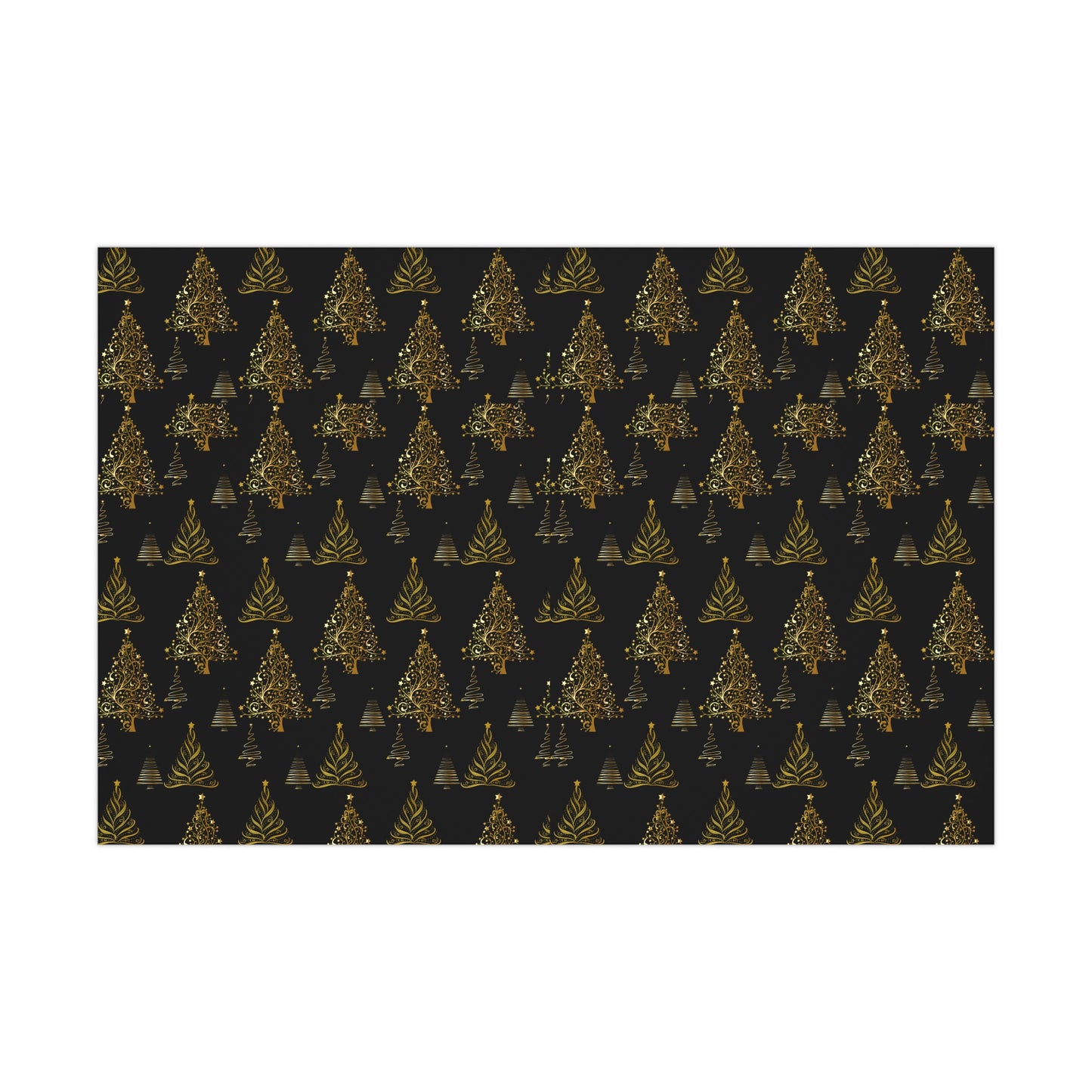 Gold and Black Trees Christmas Wrapping Paper