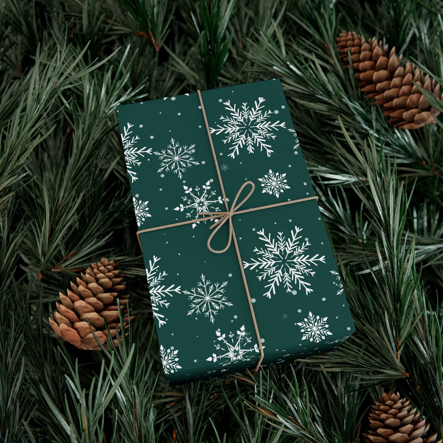 Emerald Snowflakes Christmas Wrapping Paper